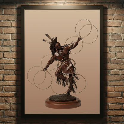 Native American Hoop Dancer Bronze Statue - Poster & Canvas