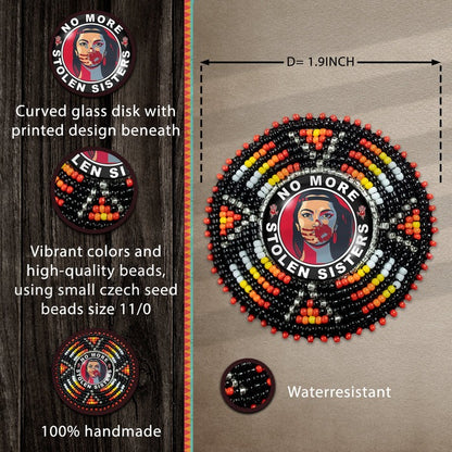 No More Stolen Sister Sunburst Handmade Glass Beaded Patch Necklace Pendant