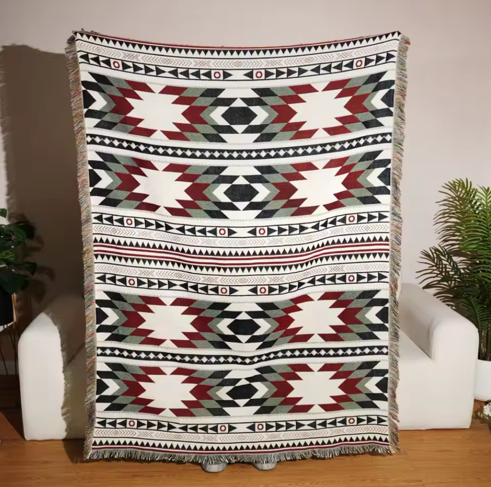Native Pattern Throw Blanket – Warm Southwestern Design for Home Decor