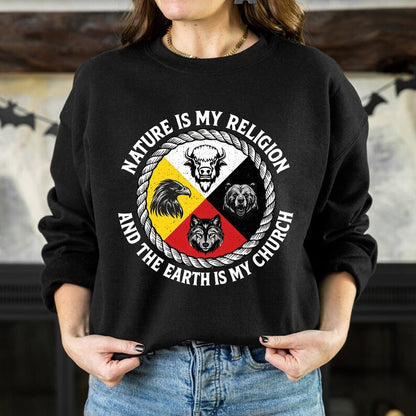 Nature Is My Religion, The Earth Is My Church - Four Animals Medicine Wheel Unisex T-Shirt/Hoodie/Sweatshirt