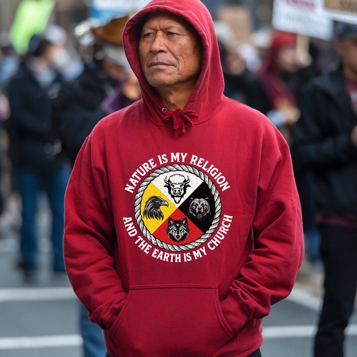 Nature Is My Religion, The Earth Is My Church - Four Animals Medicine Wheel Unisex T-Shirt/Hoodie/Sweatshirt
