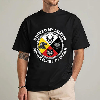 Nature Is My Religion, The Earth Is My Church - Four Animals Medicine Wheel Unisex T-Shirt/Hoodie/Sweatshirt