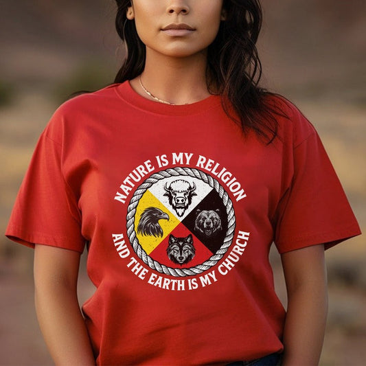 Nature Is My Religion, The Earth Is My Church - Four Animals Medicine Wheel Unisex T-Shirt/Hoodie/Sweatshirt