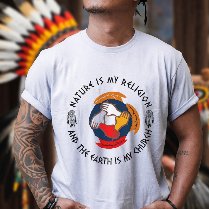 Nature Is My Religion, The Earth Is My Church - Unity Hands & Feathers Unisex T-Shirt/Hoodie/Sweatshirt