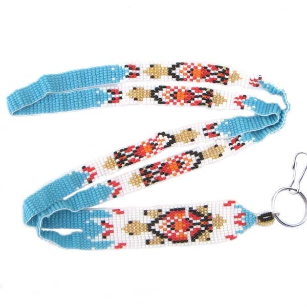 Handmade Beaded Turtle Pattern Earrings – Red & Cyan Blue Seed Beads
