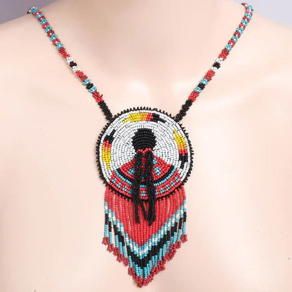 Premium MMIW Handmade Beaded Necklace Long Native American Style for Women