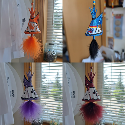 Hand-Painted Tipi Ornament with Tassels