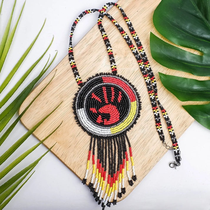 MMIW Handprint Beaded Choker Necklace Premium Native American Style