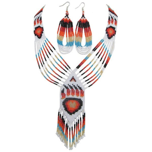 Paw Statement Necklace Earrings Set