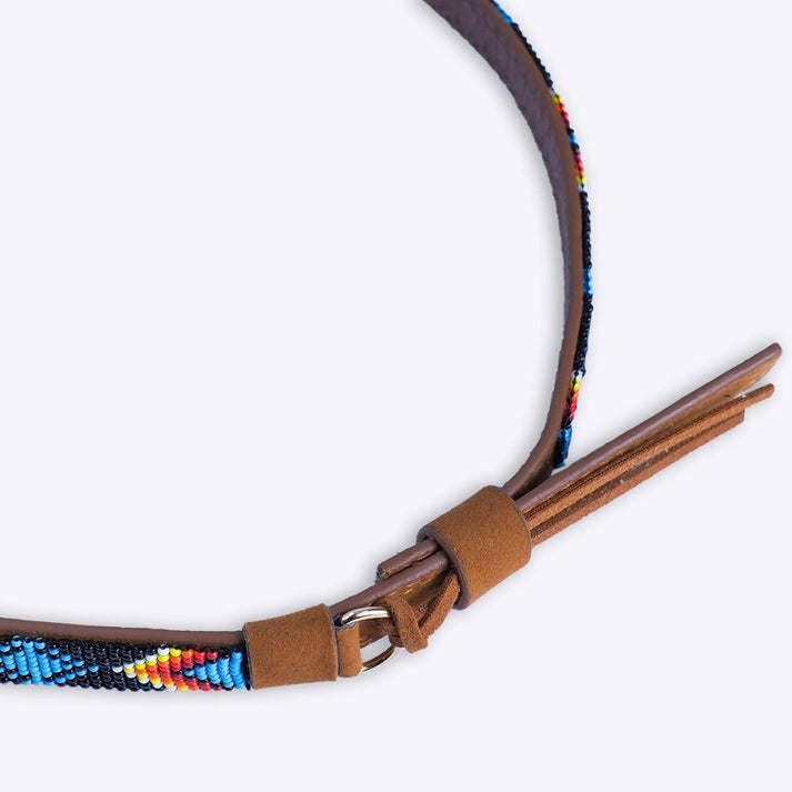 Dark Blue Pattern Fedora Hatband for Men/Women Beaded Brim with Native American Style