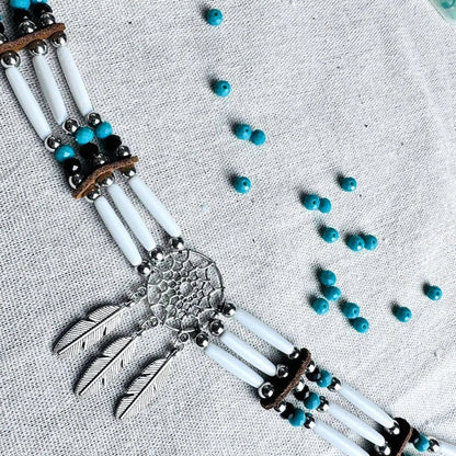Native Buffalo Bone Bead Choker Tribal Jewelry
