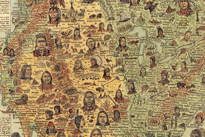 Native Tribes of North American central America and the Caribbean Maps – Poster & Canvas Print