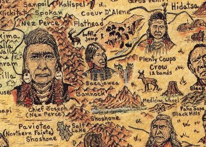 Native Tribes of North American central America and the Caribbean Maps – Poster & Canvas Print