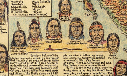 Native Tribes of North American central America and the Caribbean Maps – Poster & Canvas Print