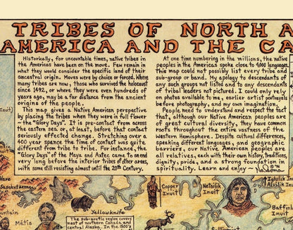 Native Tribes of North American central America and the Caribbean Maps – Poster & Canvas Print