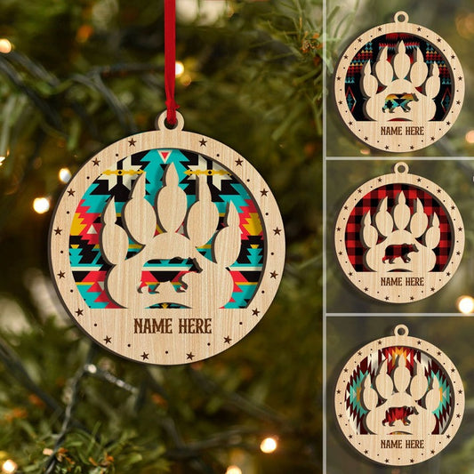 Personalized Native Bear Paw Christmas Ornament