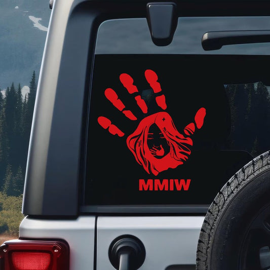 MMIW - I Wear Red, No More Stolen Sisters Red Hand Decal 313