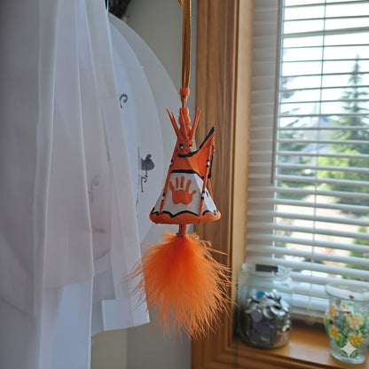 Hand-Painted Tipi Ornament with Tassels