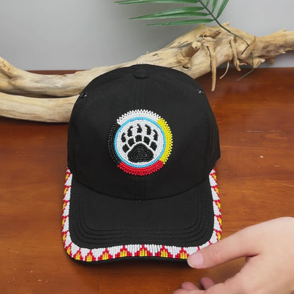 Bear Paw Baseball Cap With Patch Brim Unisex Native American Style