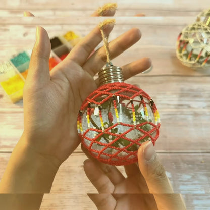 Red Beaded Handmade Ornament - Holiday Decor & Gifts