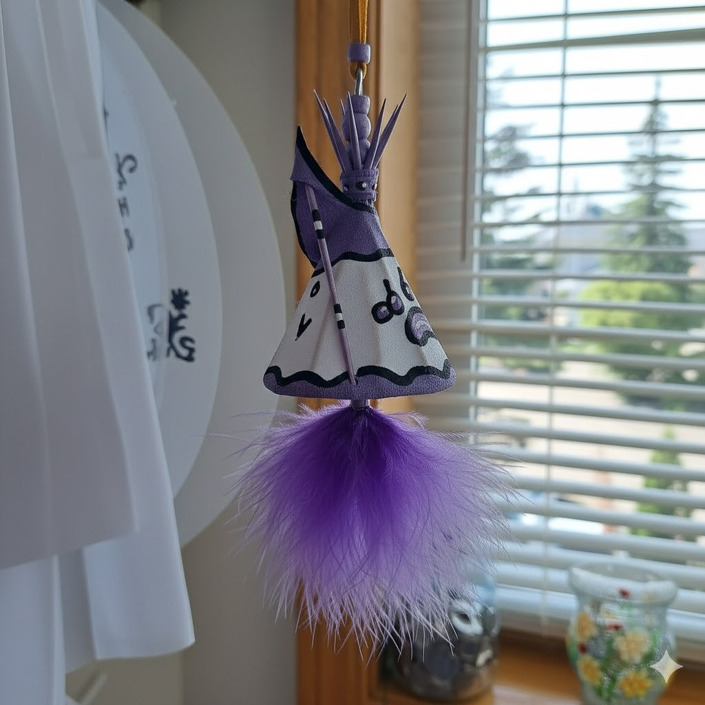 Hand-Painted Tipi Ornament with Tassels
