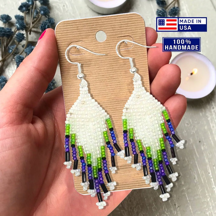 Handmade Beaded Turtle Necklace & Earrings Set – Blue Green
