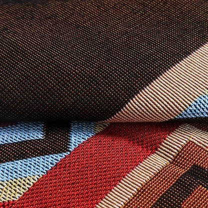 Southwestern Reversible Woven Blanket – Native-Inspired Red Diamond & Geometric Pattern Throw