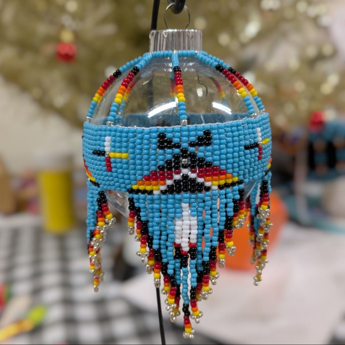 Native-Inspired Beaded Ornament Set – Handmade Tribal Holiday Decor (HORSE)