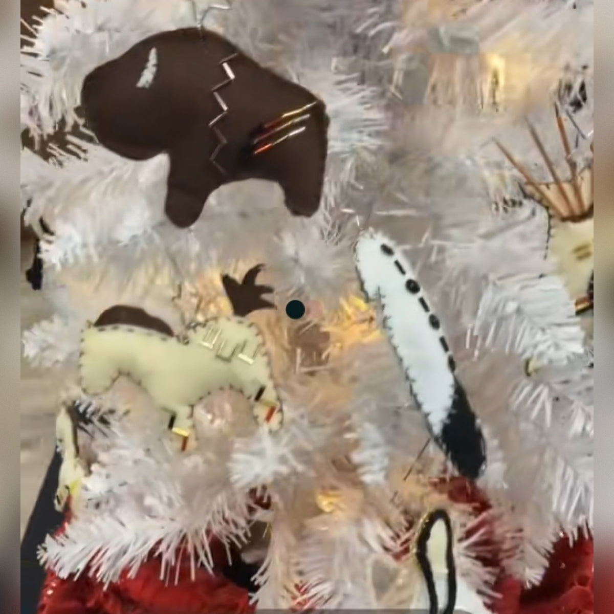 Handmade Native Ornament Set – Buffalo, Horse, Teepee & Feather