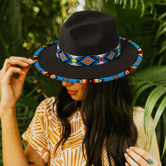 Payette Pattern Fedora Hatband For Men/Women Beaded Brim With Native American Style