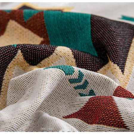 [HOT]Southwestern Reversible Woven Blanket – Native-Inspired Geometric Sand & Turquoise Throw